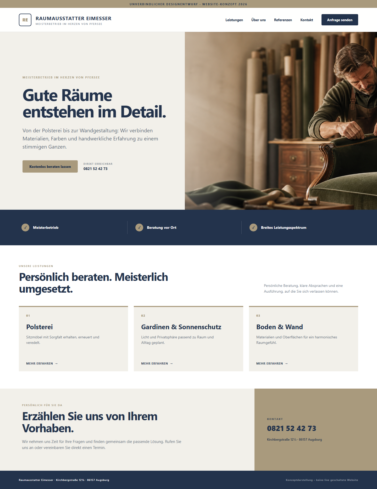 Website-Konzept für Eimesser